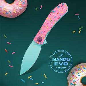 Nóż Składany Trollsky Knives Mandu EVO MTE018 Liner Lock Blue 14C28N Pink G10 Limitowana Edycja