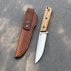 Nóż TFK Knives T9 AEB-L Olive Wood Red G10 Liners nóż outdoor z b rązową pochwą skórzaną