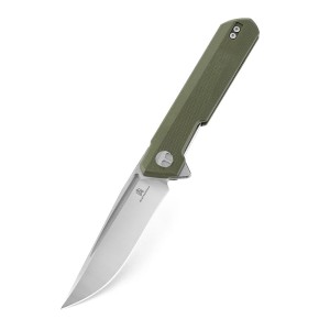 Nóż składany Bestechman Dundee Liner Lock Stonewash / Satin D2 Green G10 by Ostap Hel BMK01B
