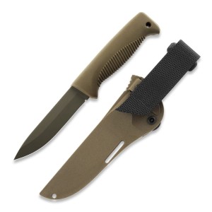 Nóż Peltonen Knives M07 Ranger Puukko Sissipuukko FJP126 Stal 80CrV2 w Powłoce Cerakote FDE Rękojeść Coyote TPE Pochwa Coyote Kompozytowa
