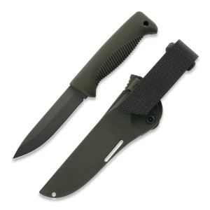 Nóż Peltonen Knives M07 Ranger Puukko Sissipuukko FJP141 Stal 80CrV2 w Powłoce Cerakote Oliwkowa Rękojeść TPE Oliwkowa Pochwa Kompozytowa