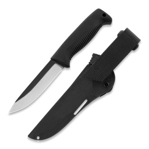 Nóż Peltonen Knives M07 Ranger Puukko Sissipuukko FJP146 Stal 80CrV2 Czarna Rękojeść TPE Czarna Pochwa Kompozytowa