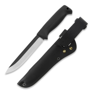 Nóż Peltonen Knives M95 Ranger Puukko Sissipuukko FJP143 Stal 80CrV2 Czarna Rękojeść TPE Czarna Skórzana Pochwa