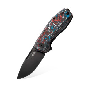 Nóż składany LionSTEEL NANO NA01 NB Old Black MagnaCut Titanium & FatCarbon Nebula