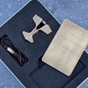Biżuteria Męska Wisior Naszyjnik Nordycki Mjolnir III Antique Brass Collectors Set | Wisior Zawieszka Ozdoba EDC Bead Worry Stone by Ostap Hel
