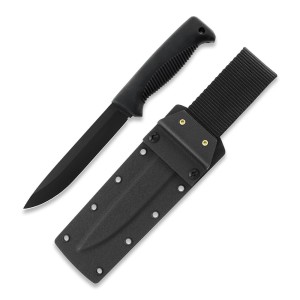 Nóż Peltonen Knives M95 Ranger Puukko Sissipuukko FJP007 Stal 80CrV2 w Czarnej Powłoce Teflonowej PTFE Czarna Rękojeść TPE Czarna Pochwa Kydex