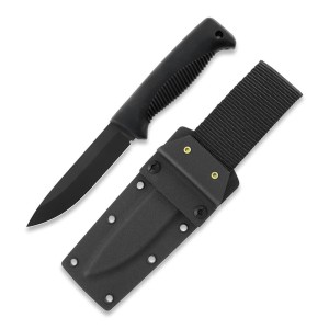 Nóż Peltonen Knives M07 Ranger Puukko Sissipuukko FJP008 Stal 80CrV2 w Czarnej Powłoce Teflonowej PTFE Czarna Rękojeść TPE Czarna Pochwa Kydex