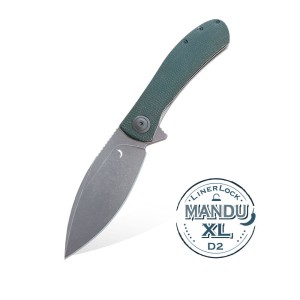 Nóż Składany Trollsky Knives Mandu XL Liner Lock Dark Bead Blast D2 Green Micarta