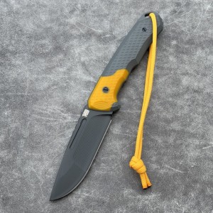 Nóż MK Knives & Tools Venn 'Postapo' 10th Anniversary Logo DLC Vanadis 4 Extra DG Charcoal Grey/Yellow G10 Black Carbon Holstex