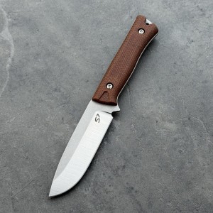 Nóż SJ-Knife Templar 'Terra' Satin Elmax Brown Jute Micarta Brown Kydex