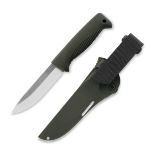 Nóż Peltonen Knives M07 Ranger Puukko Sissipuukko FJP259 Stal N690 PTFE Zielona Rękojeść TPE Zielona Pochwa Kompozytowa