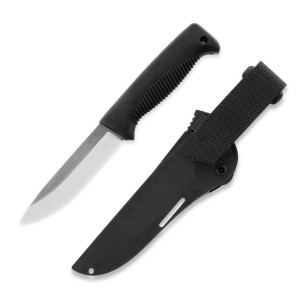 Nóż Peltonen Knives M07 Ranger Puukko Sissipuukko FJP257 Stal N690 PTFE Czarna Rękojeść TPE Czarna Pochwa Kompozytowa