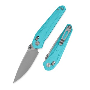 Nóż Składany Bestech Mothus BG67D White Stonewashed+Fine Stonewash 14C28N Light Blue G10 Crossbar Lock Thumb Disc