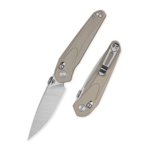 Nóż Składany Bestech Mothus BG67B Satin+Stonewashed 14C28N Beige G10 Crossbar Lock Thumb Disc