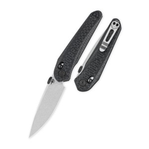 Nóż Składany Bestech Mothus BG67A Stonewashed 14C28N Black CarbonTex G10 Crossbar Lock Thumb Disc