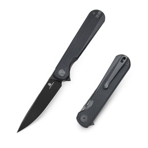 Nóż składany Bestechman Flick BMK13H Liner Lock Black Stonewashed PVD D2 Black G10 by Ostap Hel