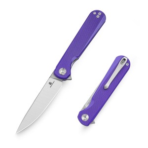 Nóż składany Bestechman Flick BMK13B Liner Lock Satin / Stonewash D2 Purple G10 by Ostap Hel