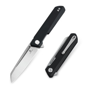 Nóż składany Bestechman Dundee Sheepsfoot BMK09A Liner Lock Satin / Stonewash D2 Black G10 by Ostap Hel