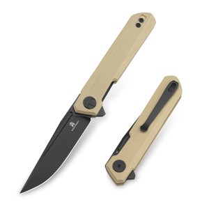 Nóż składany Bestechman Mini Dundee BMK03I Liner Lock Black PVD D2 Khaki G10 by Ostap Hel