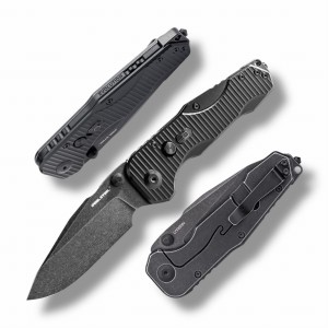 Nóż Składany Real Steel Evolution Ironclad 7911BB Drop Point Thumb Stud Frame Lock Blackwash D2 Steel & Black G10