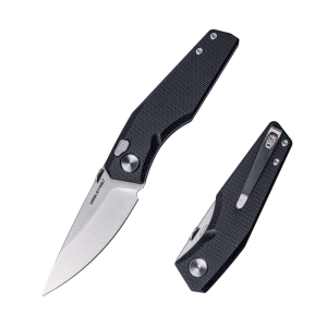 Nóż Składany Real Steel Spectrum 7142BS Thumb Disc Button Lock Satin Nitro-V Black G10 by Poltergeist Works