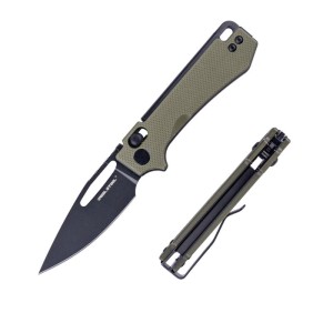 Nóż Składany Real Steel Vis 8051GB Thumb Hole Crossbar Lock Black 14C27 Green G10 by Poltergeist Works