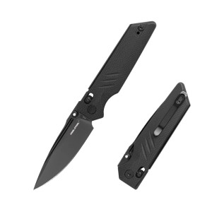 Nóż Składany Real Steel Sacra Pro 7714BB GITD Thumb Stud Crossbar Lock Black PVD K110 Black G10 by Poltergeist Works