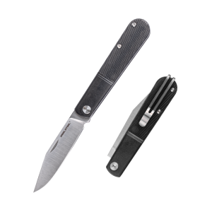 Scyzoryk z Klipsem z Funkcją Widelca Real Steel Real Barlow RB-1 8042B Clip Point Pocket Clip with Fork Satin 12C27 PC+ABS Polycarbonate
