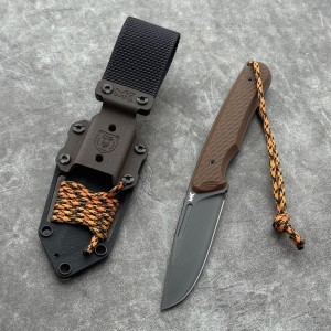 Nóż MK Knives & Tools Scout "Fear The Bear" Black DLC Vanadis 4 Extra Brown G10/Orange Liners Black Kydex
