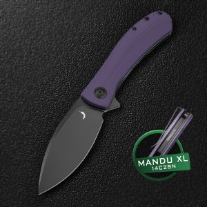 Nóż Składany Trollsky Knives Mandu XL MT022-XL Liner Lock Black 14C28N Purple G10