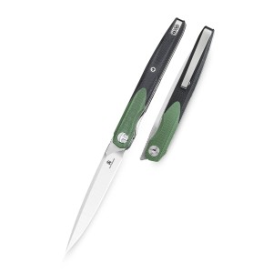 Nóż składany Bestechman Lanza BMK14C Liner Lock Satin/Stonewash 14C28N OD Green + Black G10 by Kombou