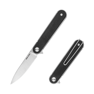 Nóż Składany Real Steel Iris 8061AB Flipper Liner Lock Satin 12C27 Black G10