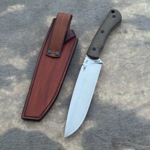 Nóż TFK Knives T7XL Satin Elmax Brown Burlap Micarta Black G10 Liners nóż survival outdoor