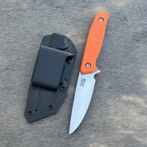 Nóż EDC outdoor ZA-PAS Knives AMBRO2 satyna 1.4116S pomarańczowe G10 pochwa