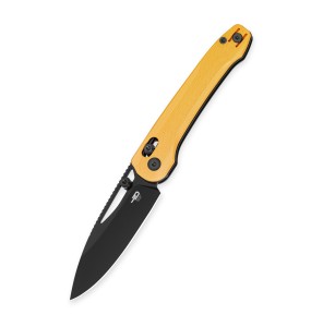 Nóż składany Bestech Knives Cobber BG68E Black PVD 14C28N Yellow G10 regulowany kołek blokada Bar-Lock